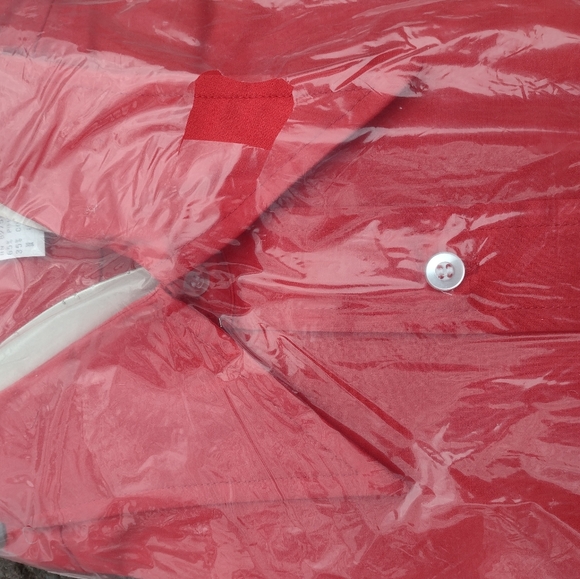 1970s Dagger Collar Red Orange men's shirt Deadstock VTG Mint NWT - Picture 3 of 16